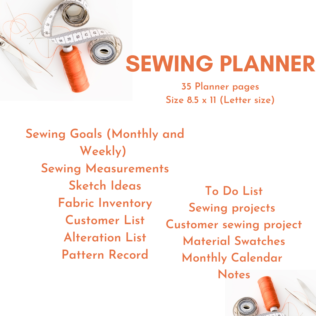 Sewing Agenda English Version | Easy Digital PDF Organizer