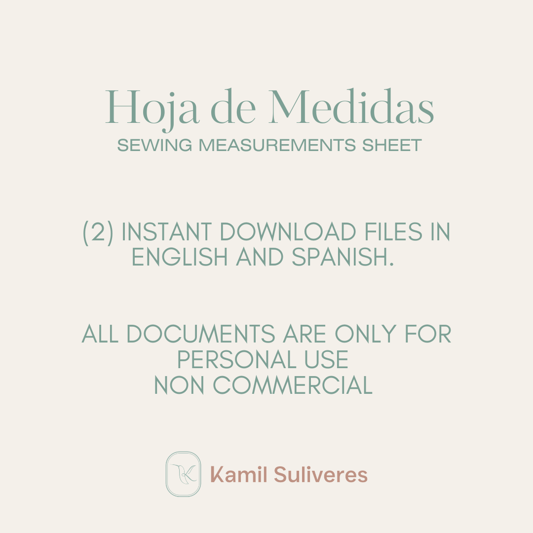 Hoja Medidas de Costura | Sewing Measurements Sheet